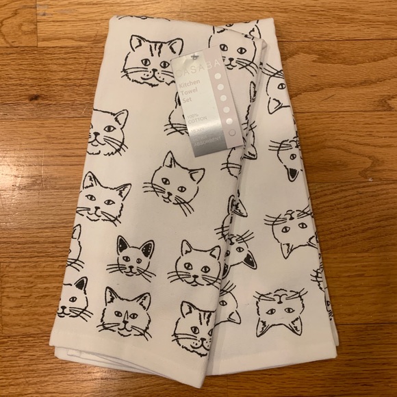 Casaba Fancy Cat Faces Kitchen Towel Set